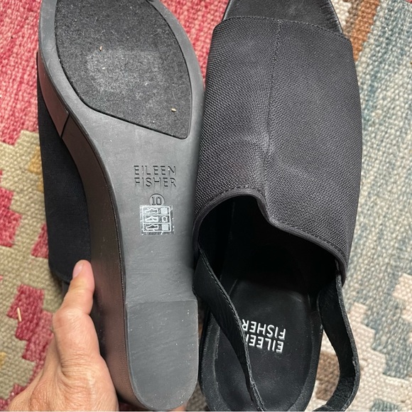 Eileen Fisher fabric front peep toe sling back platform sandal 10 - Picture 3 of 5